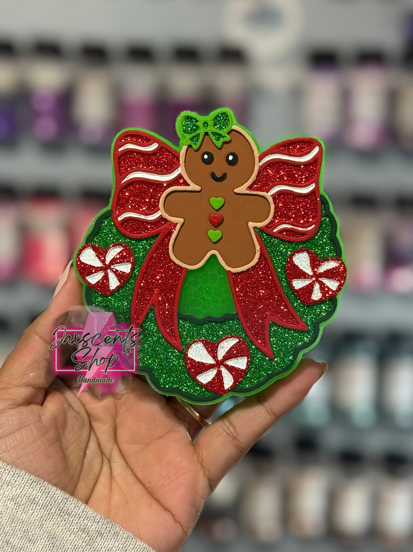 Gingerbread Christmas Wreath Car Freshie