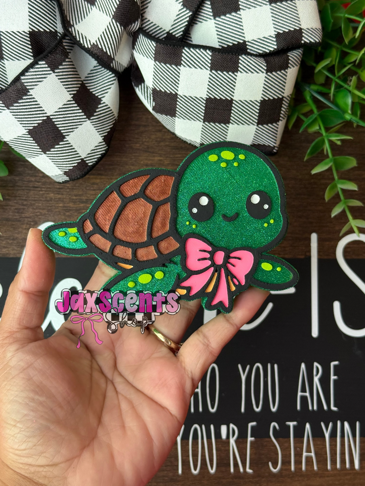 Cute Turtle with Bow Car Freshie