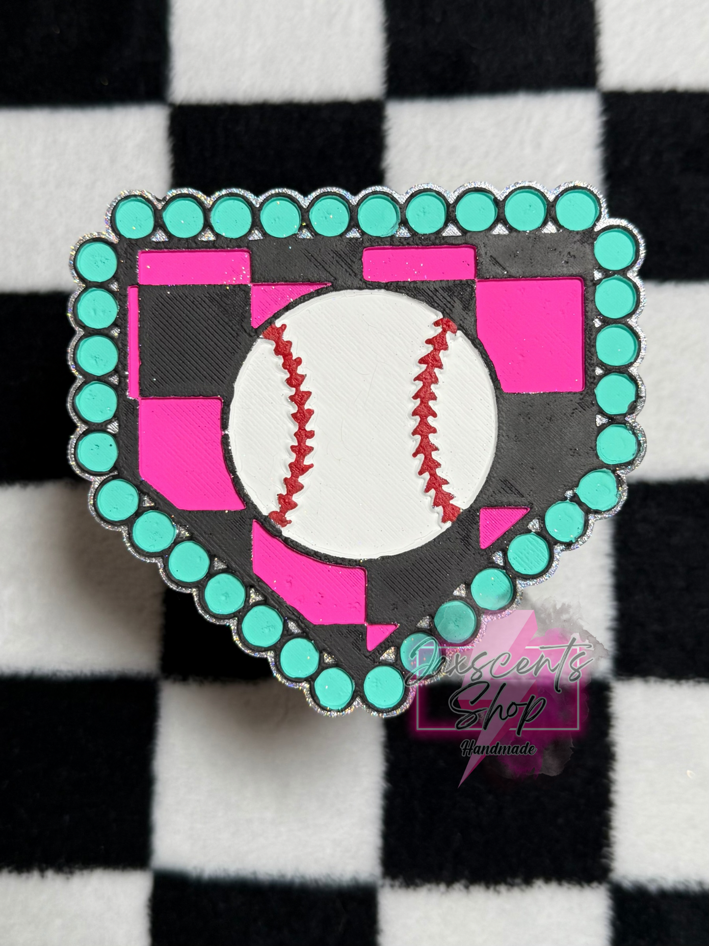 Checkered Home Plate Baseball