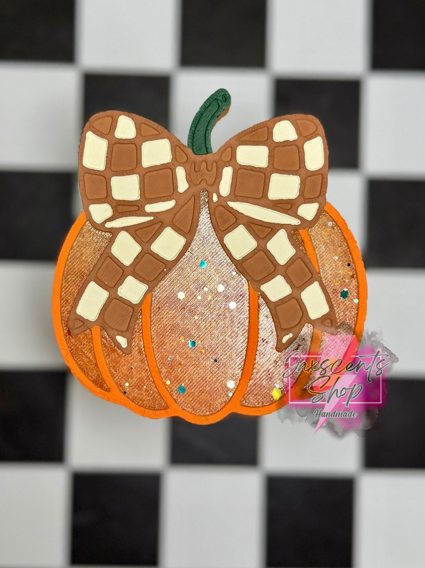 Pumpkin Checker Bow