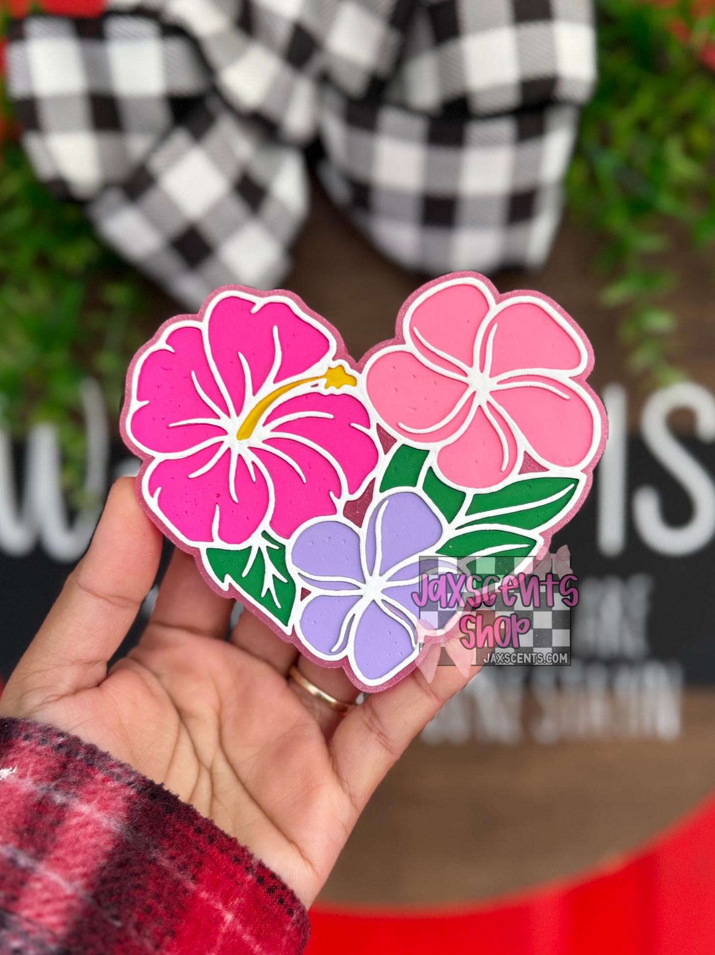 Hibiscus Plumeria Heart Car Freshie