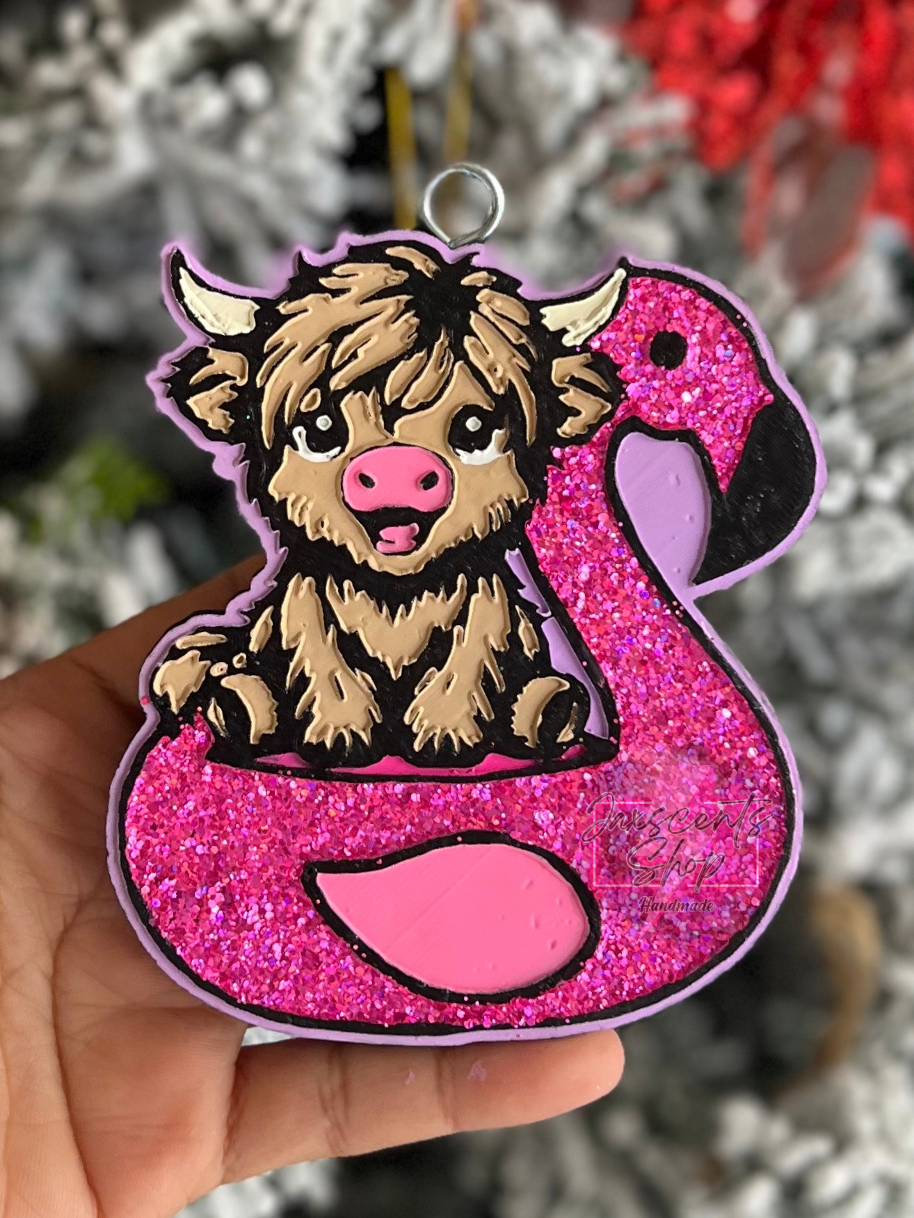Highland cow flamingo floatie