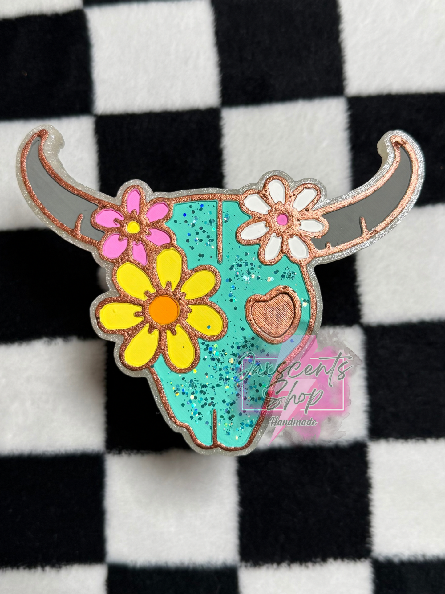 Groovy Floral Bull Skull