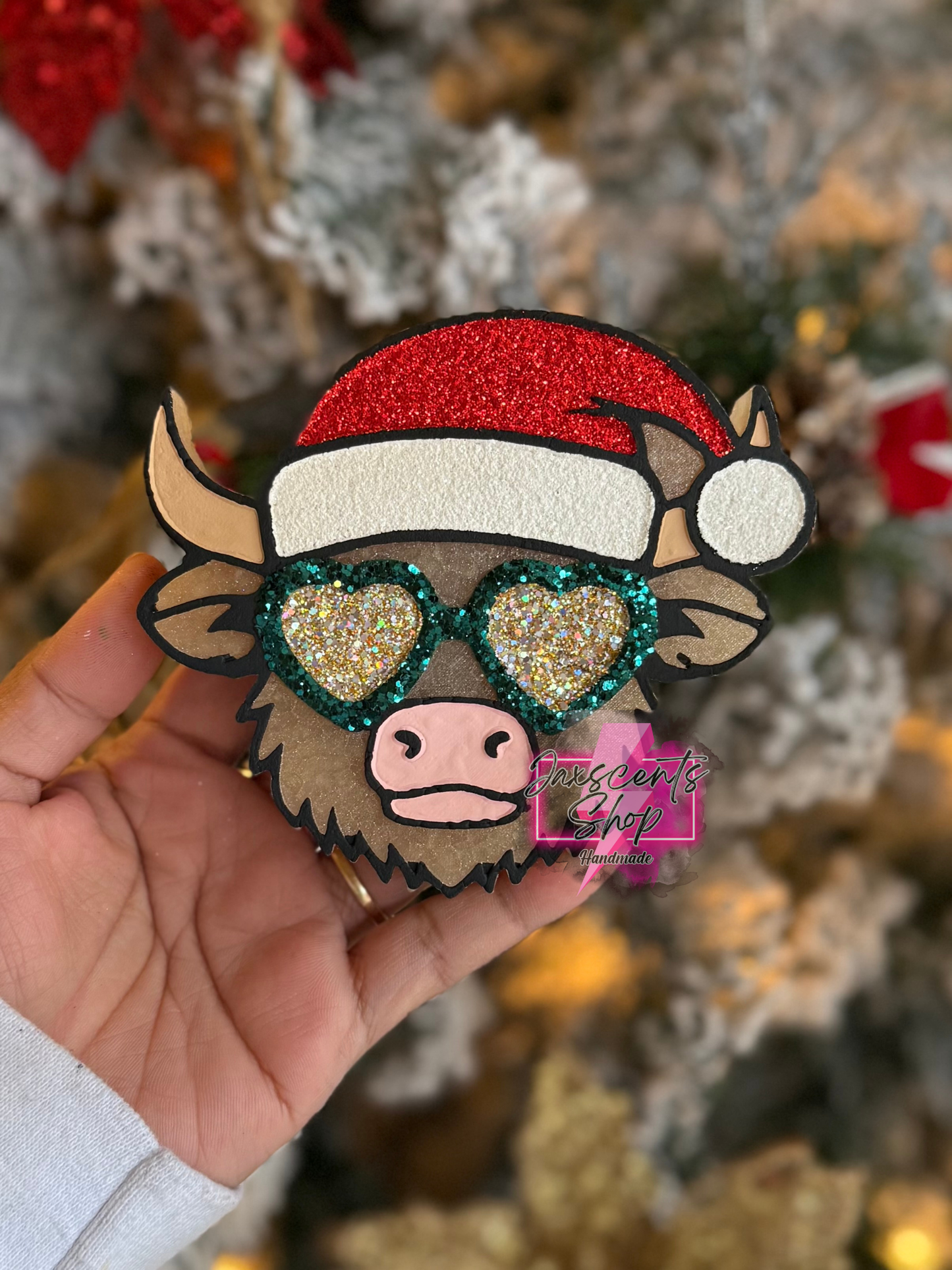 Christmas Cow With Santa Hat