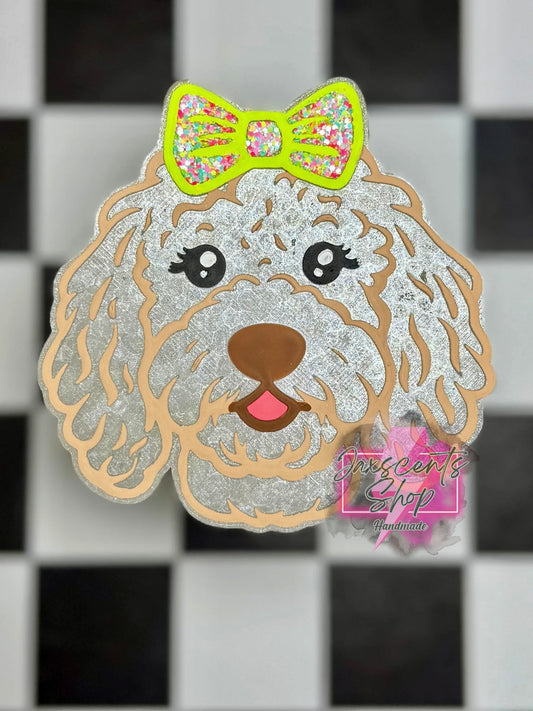 Golden Doodle Dog With Bow