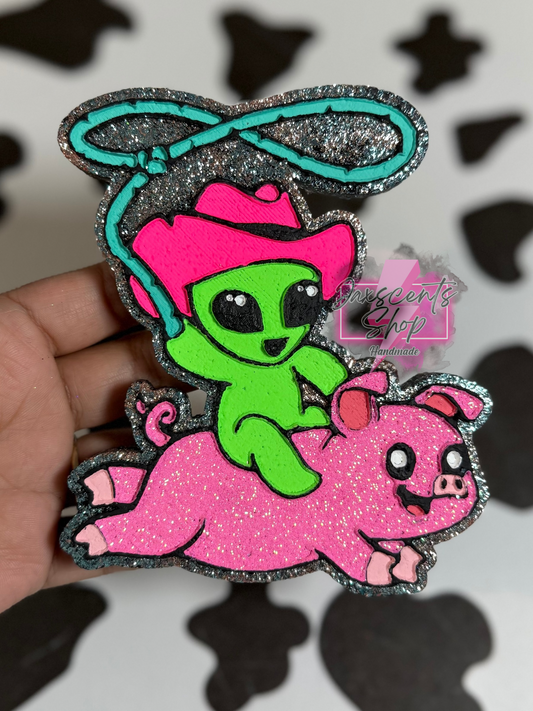 Alien Cowboy With Pig