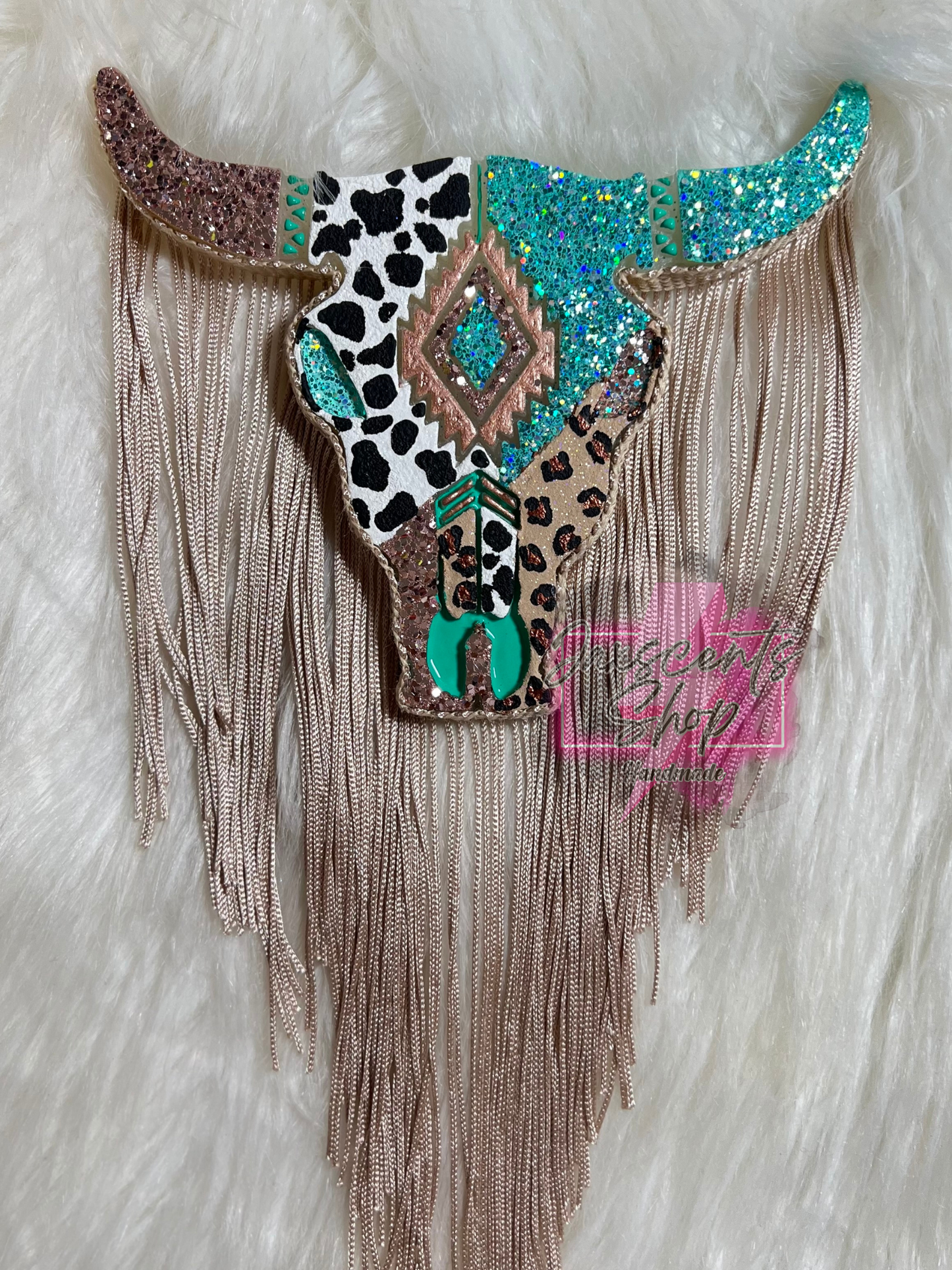 Cow/Leopard Print Bull Skull