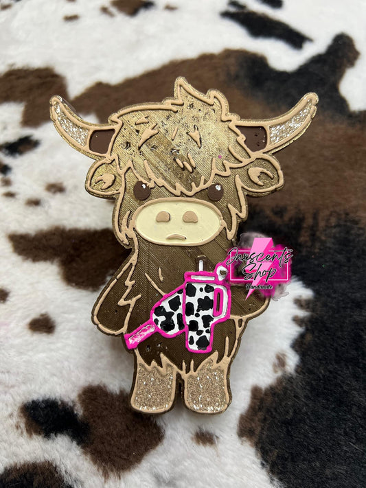 Bougie Highland Cow With Tumbler & Bag