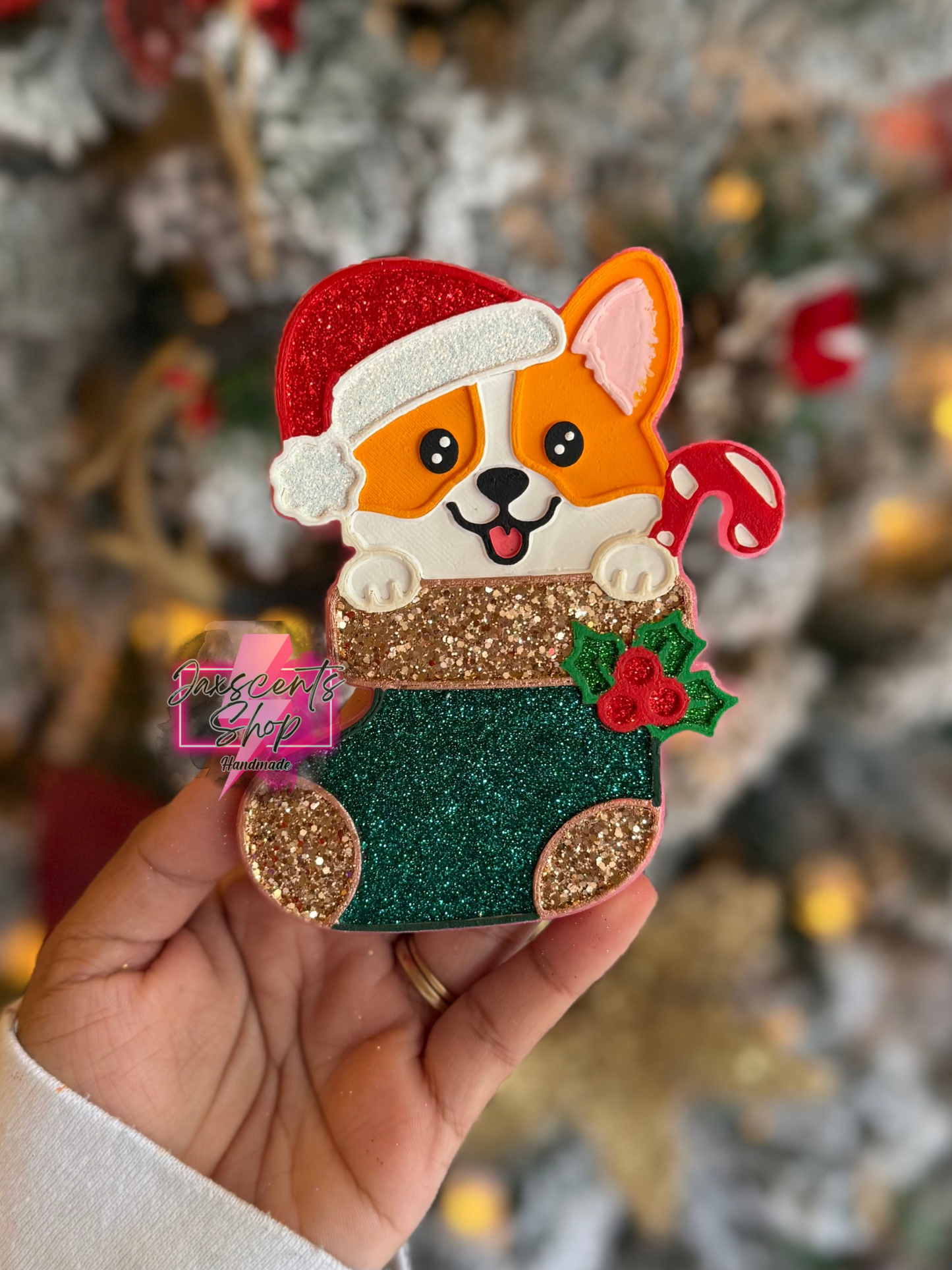 Corgi in Christmas Stocking