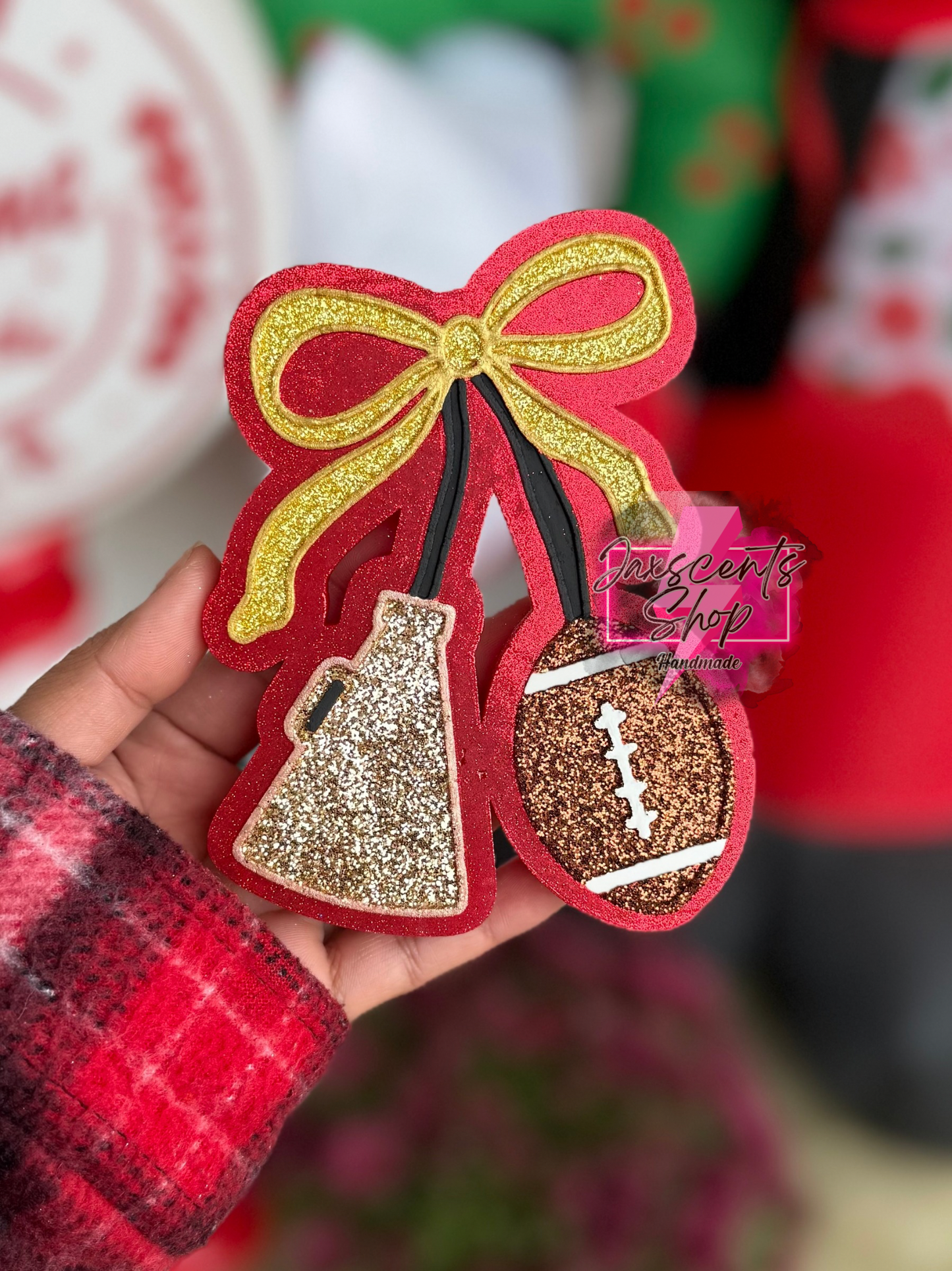 Cheer Megaphone And Football Cherries with Bow