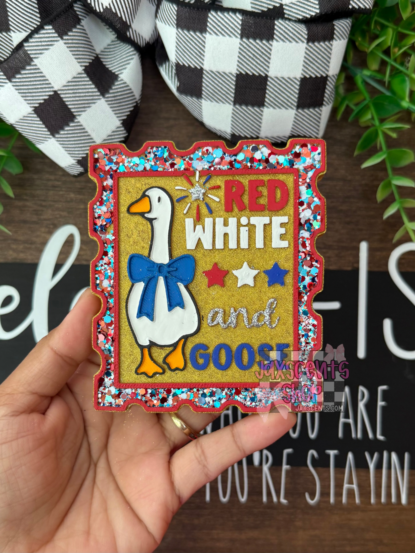 Red White and Goose Car Freshie