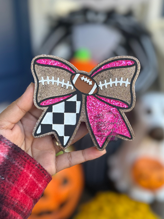 Checkered Football Bow