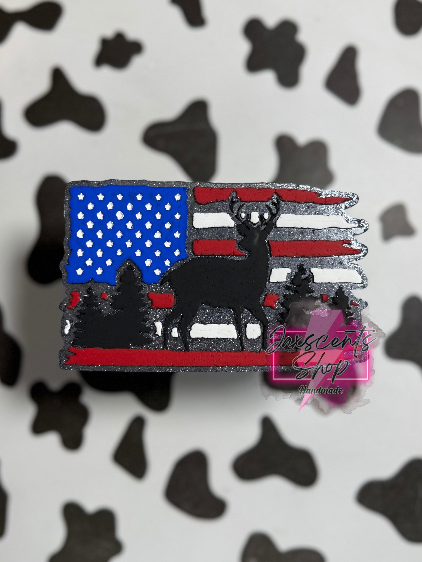 Deer Scene USA Flag