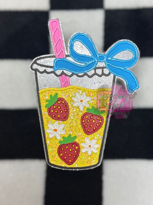 Strawberries & Flowers Drink Cup w/ Bow