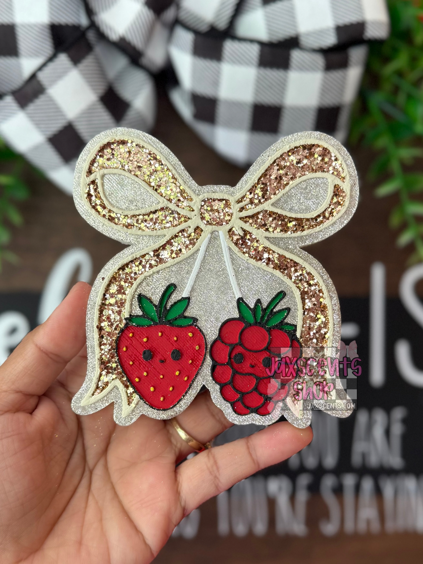 Berry Cherries Bow Car Freshie