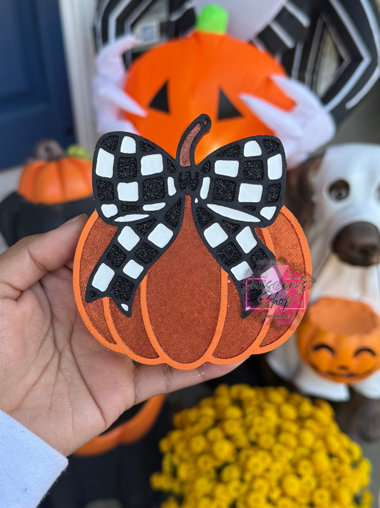 Pumpkin Checker Bow