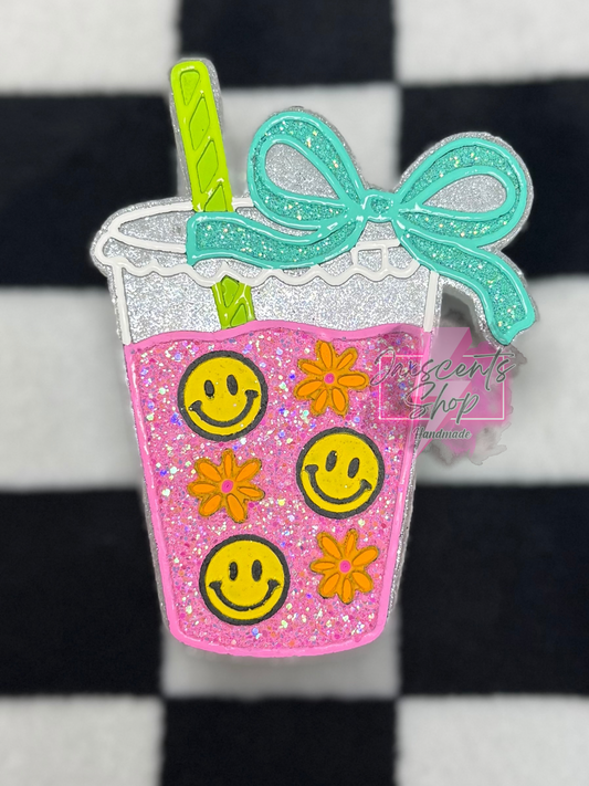 Happy Faces & Flowers Drink Cup w/ Bow