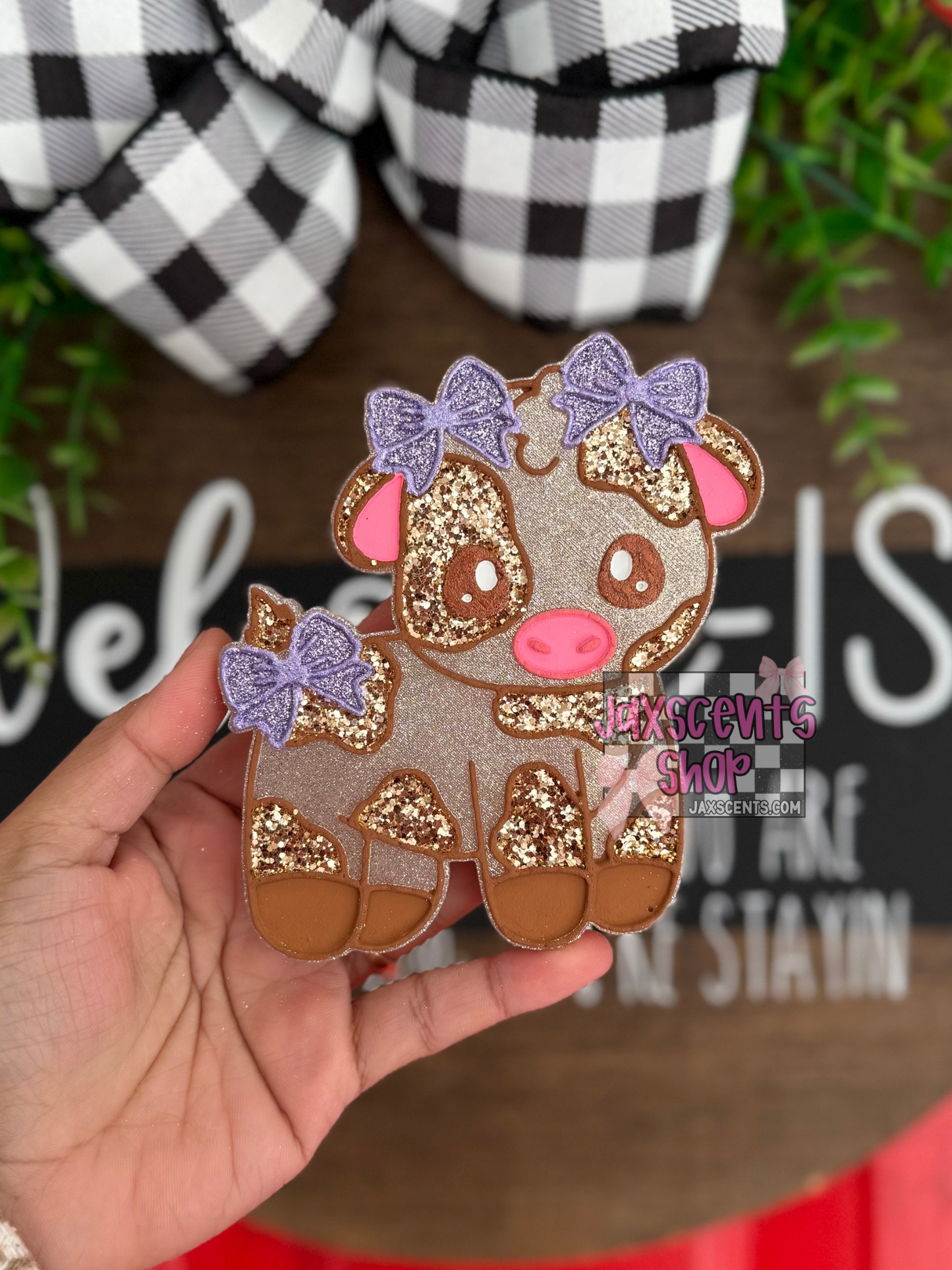 Cow With Bows Car Freshie