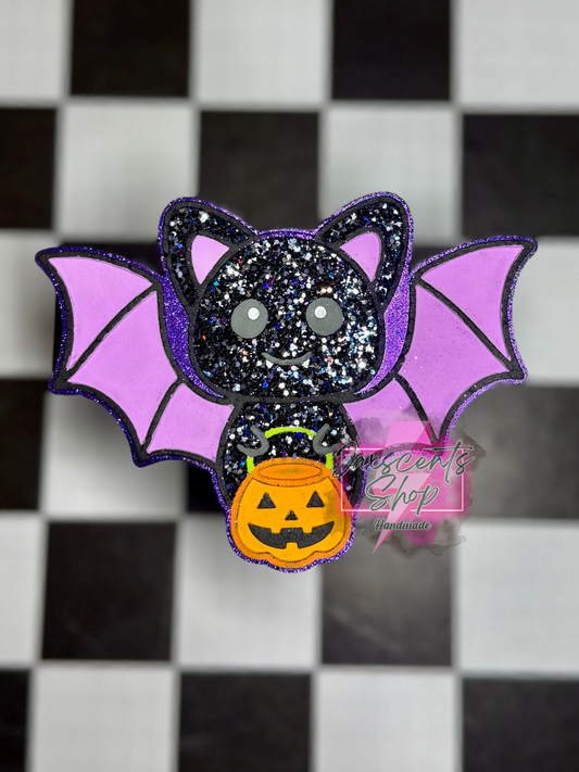 Cute Bat Holding Pumpkin Basket