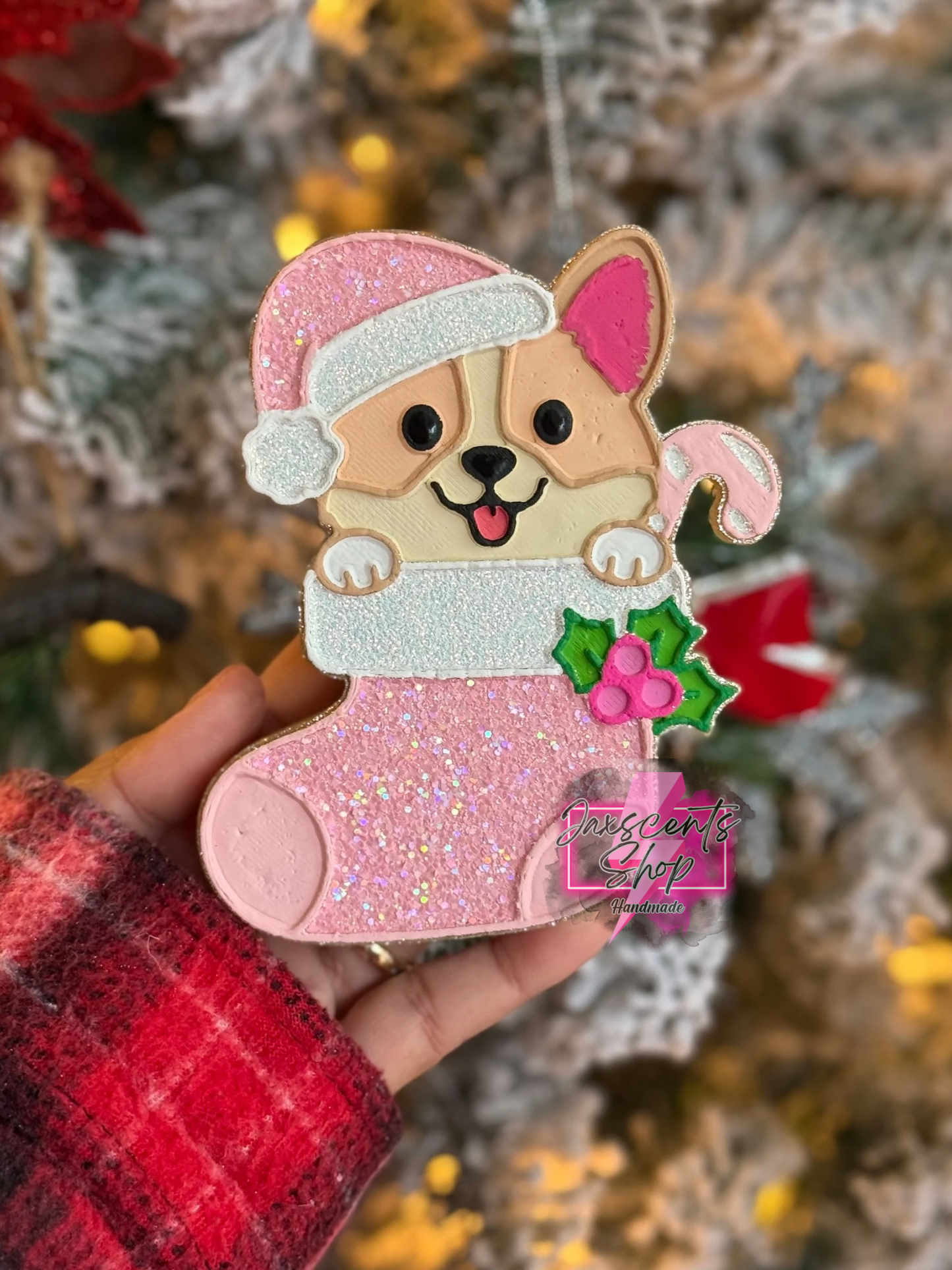 Corgi in Christmas Stocking Car Freshie