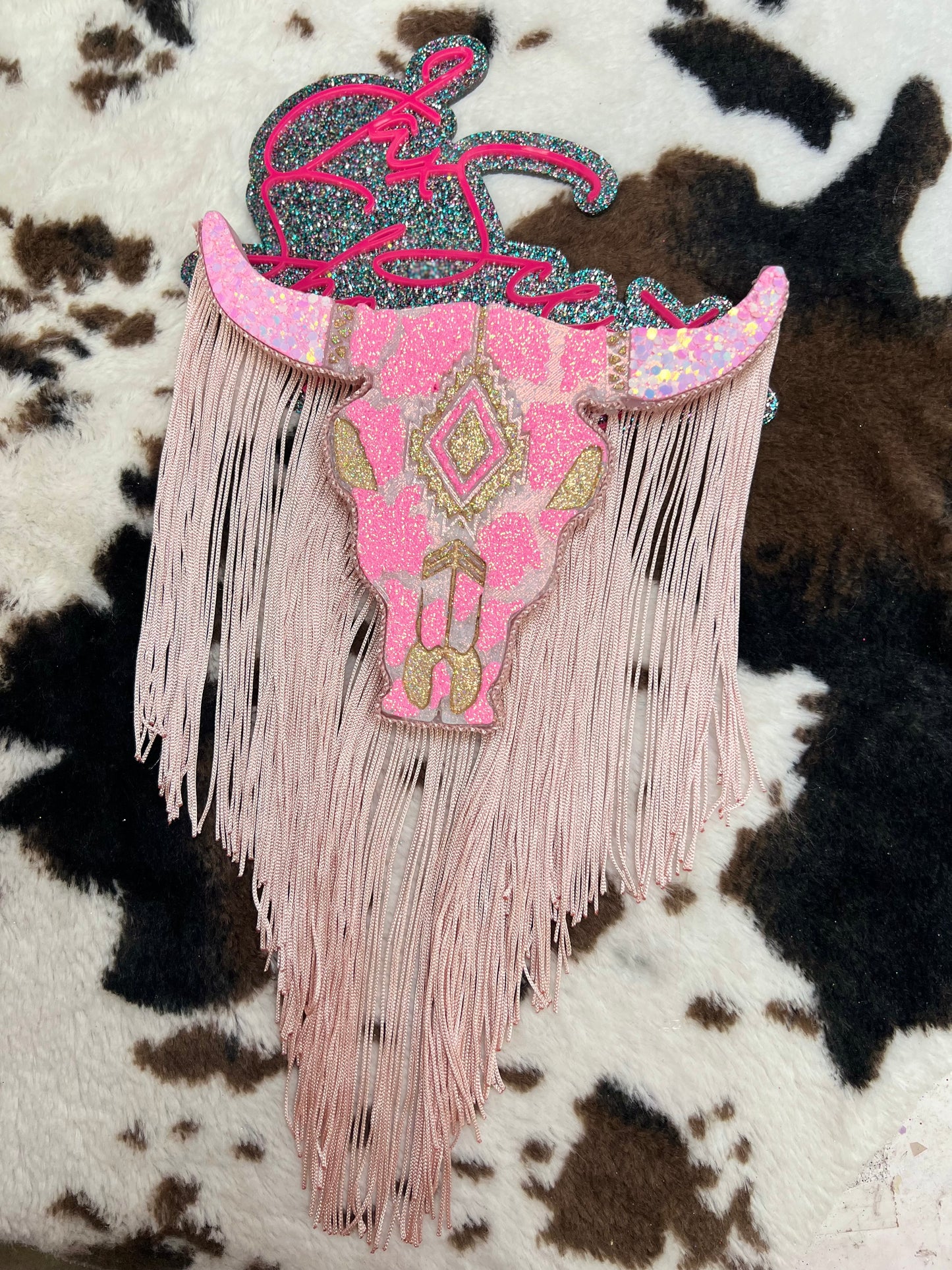 Cowprint Bull Skull Car Freshie