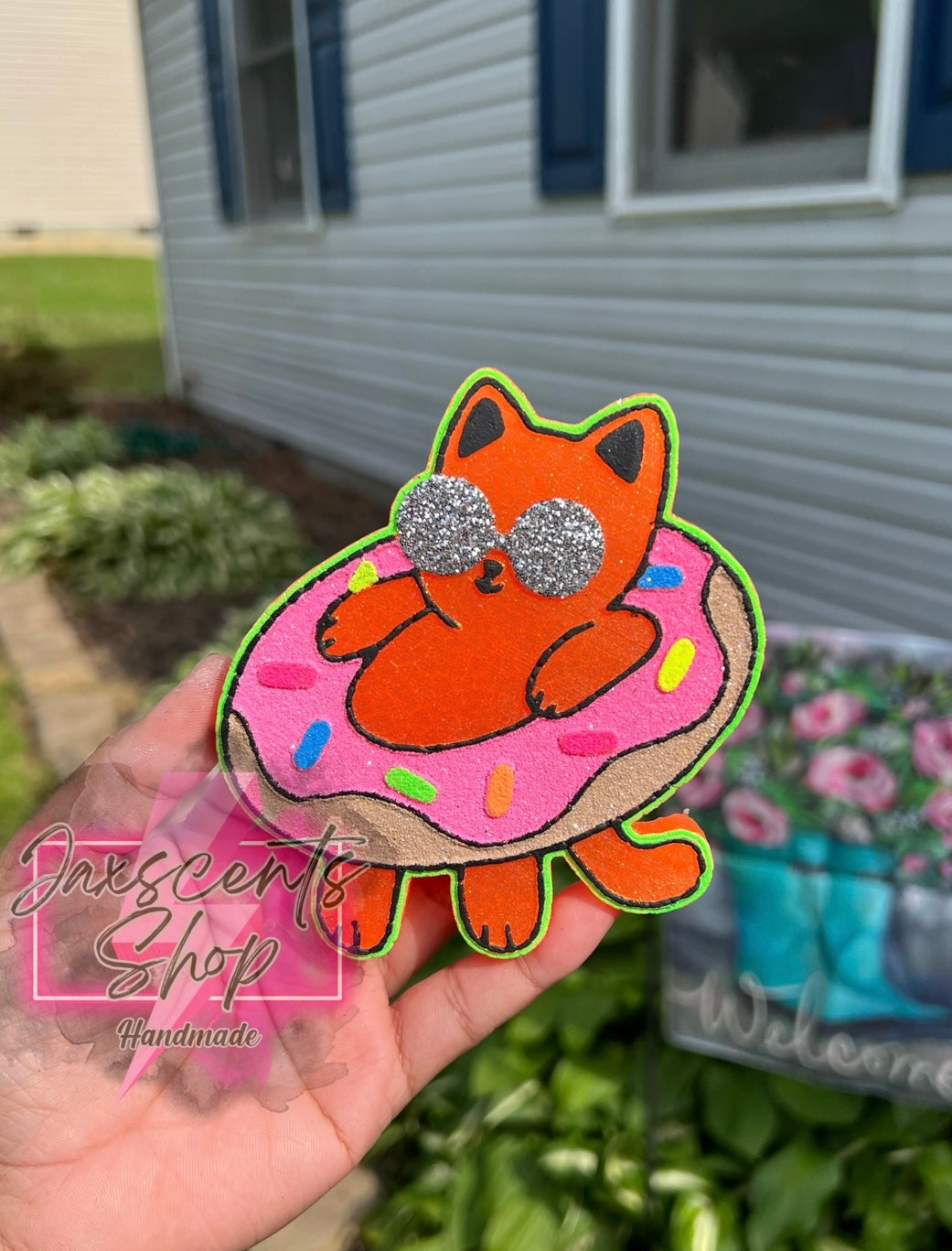 Cat in donut floatie