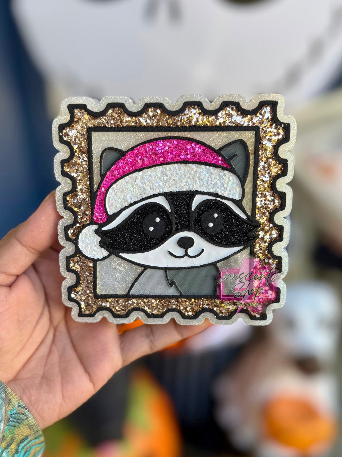 Christmas Raccoon Stamp