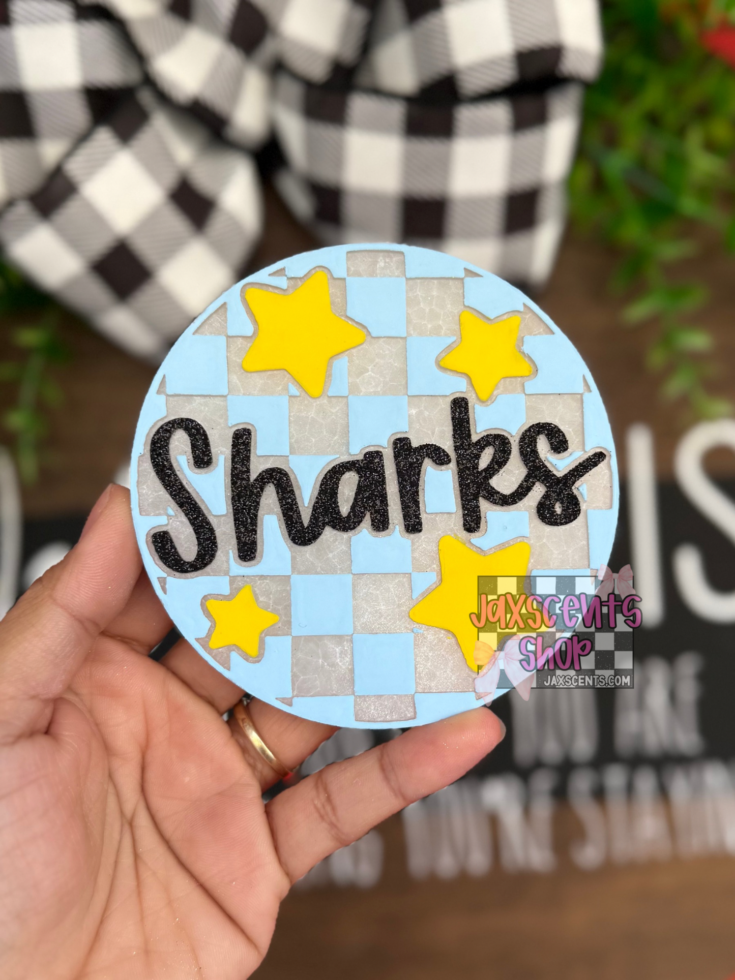 Checkered Sharks with Stars Car Freshie