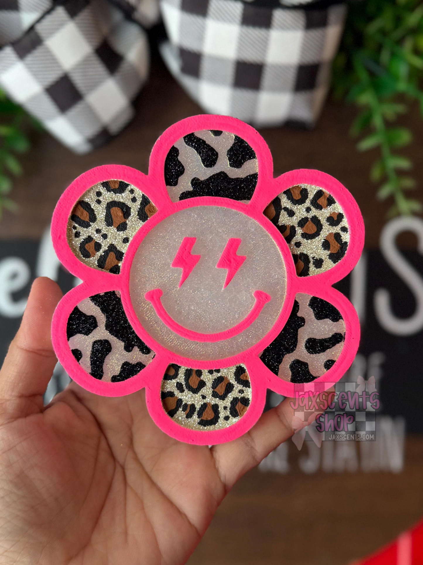 Cow Print Bolt Daisy Car Freshie