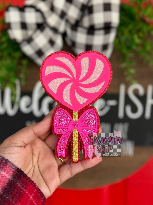 Heart Lollipop with Bow Car Freshie