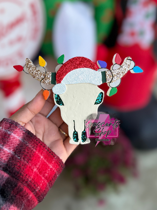 Christmas Lights Bull Skull