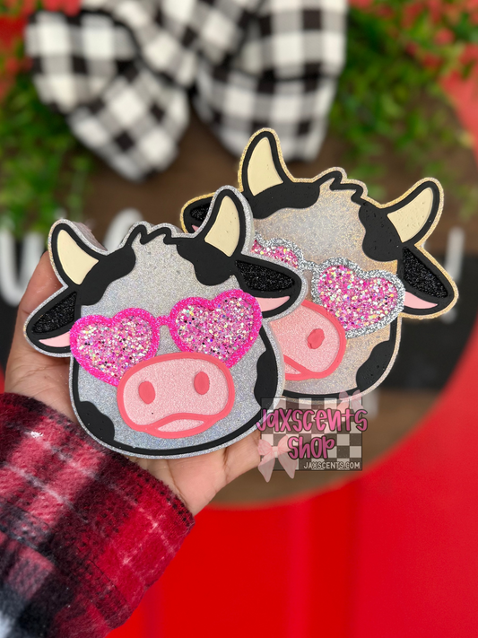 Cow With Heart Sunglasses Car Freshie