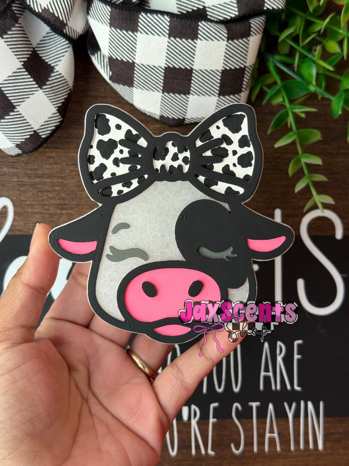 Cute Cow with Bow Car Freshie