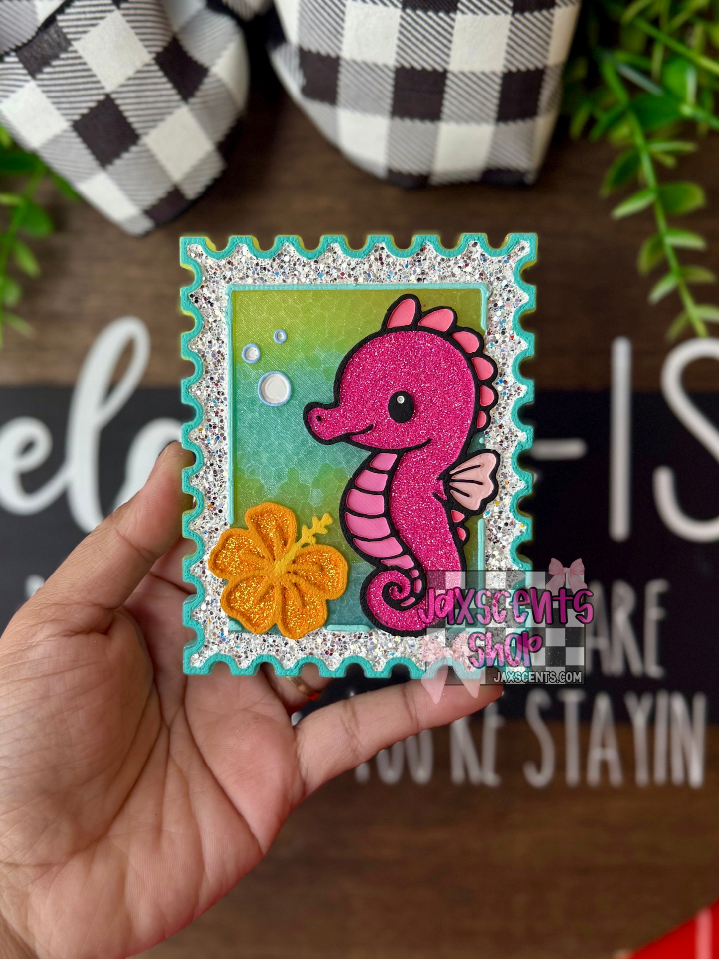 Seahorse Stamp Car Freshie