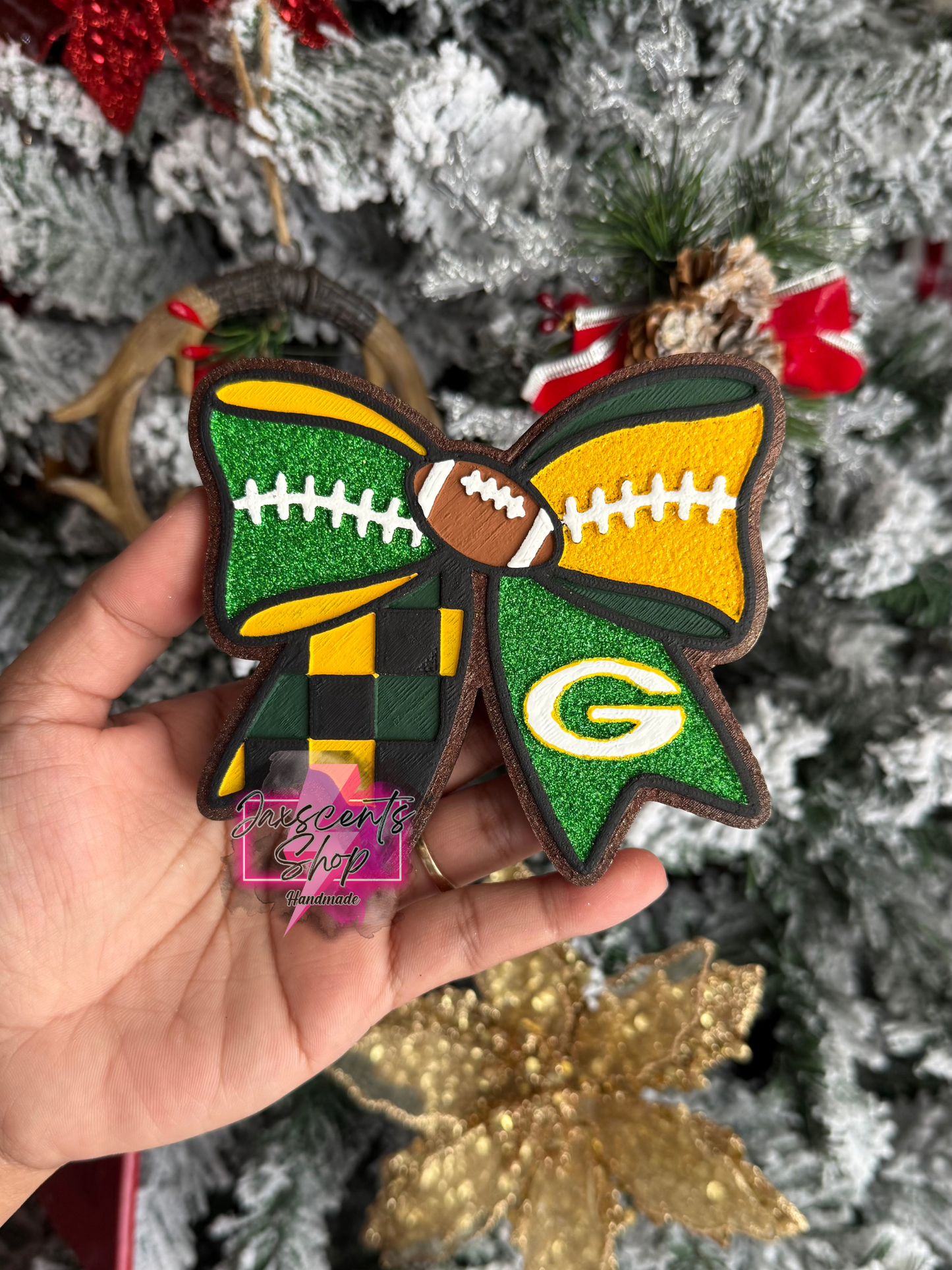 Green Bay Football Bow Car Freshie
