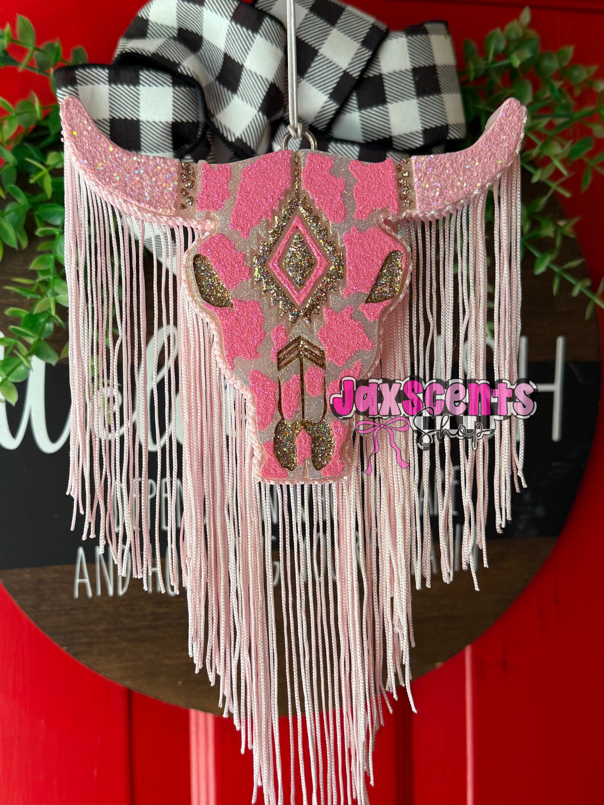 Cowprint Bull Skull Car Freshie