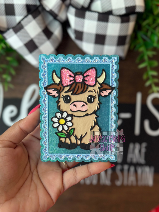 Highland Cow Frame and Bow Car Freshie