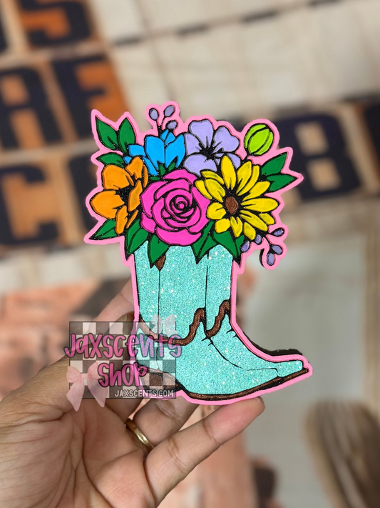 Floral Cowboy Boots Car Freshie