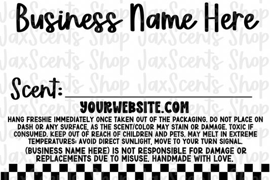 Bottom Checker Print Freshie Scent Labels (3x2)