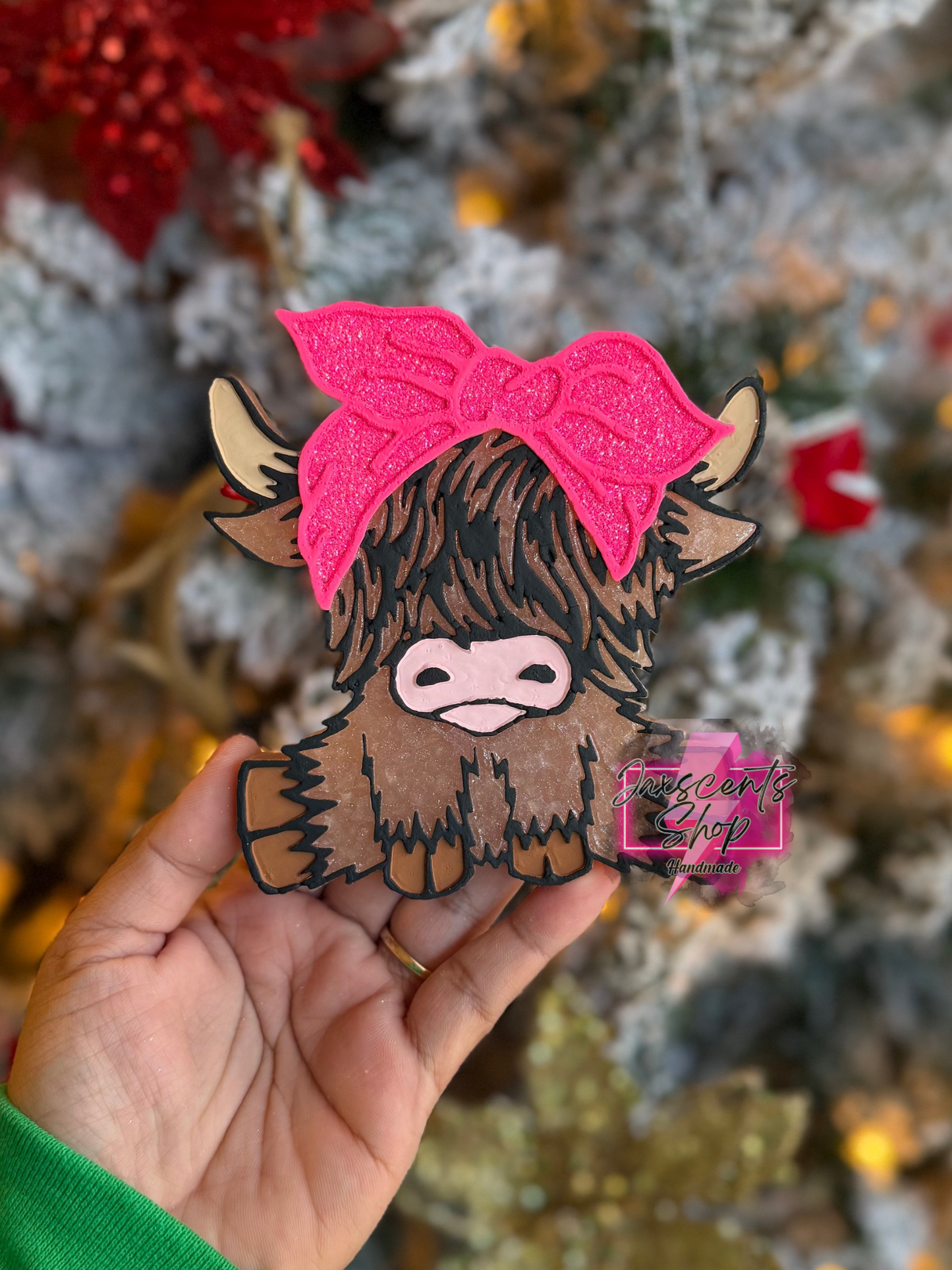 Highland Cow with Bow Car Freshie