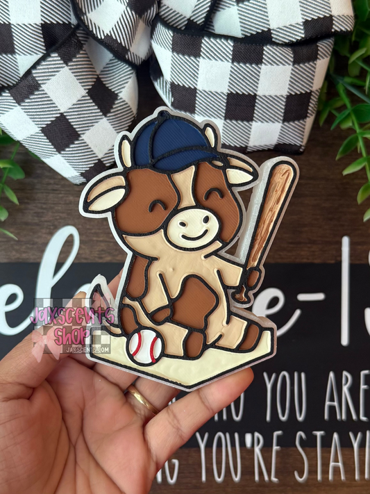 Cow Playing Baseball Car Freshie