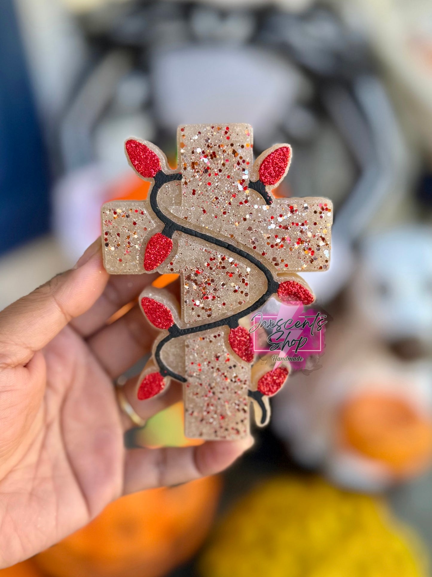 Cross With Christmas Lights