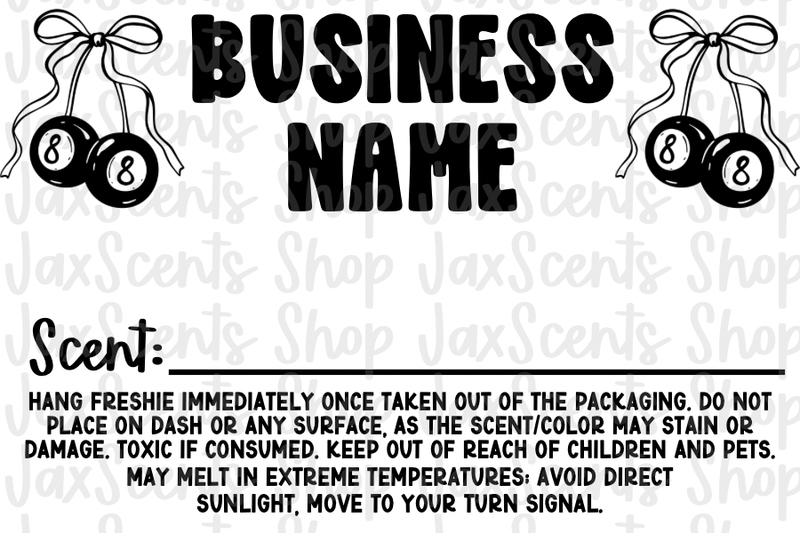 8 Ball Cherries Freshie Scent Labels (3x2)