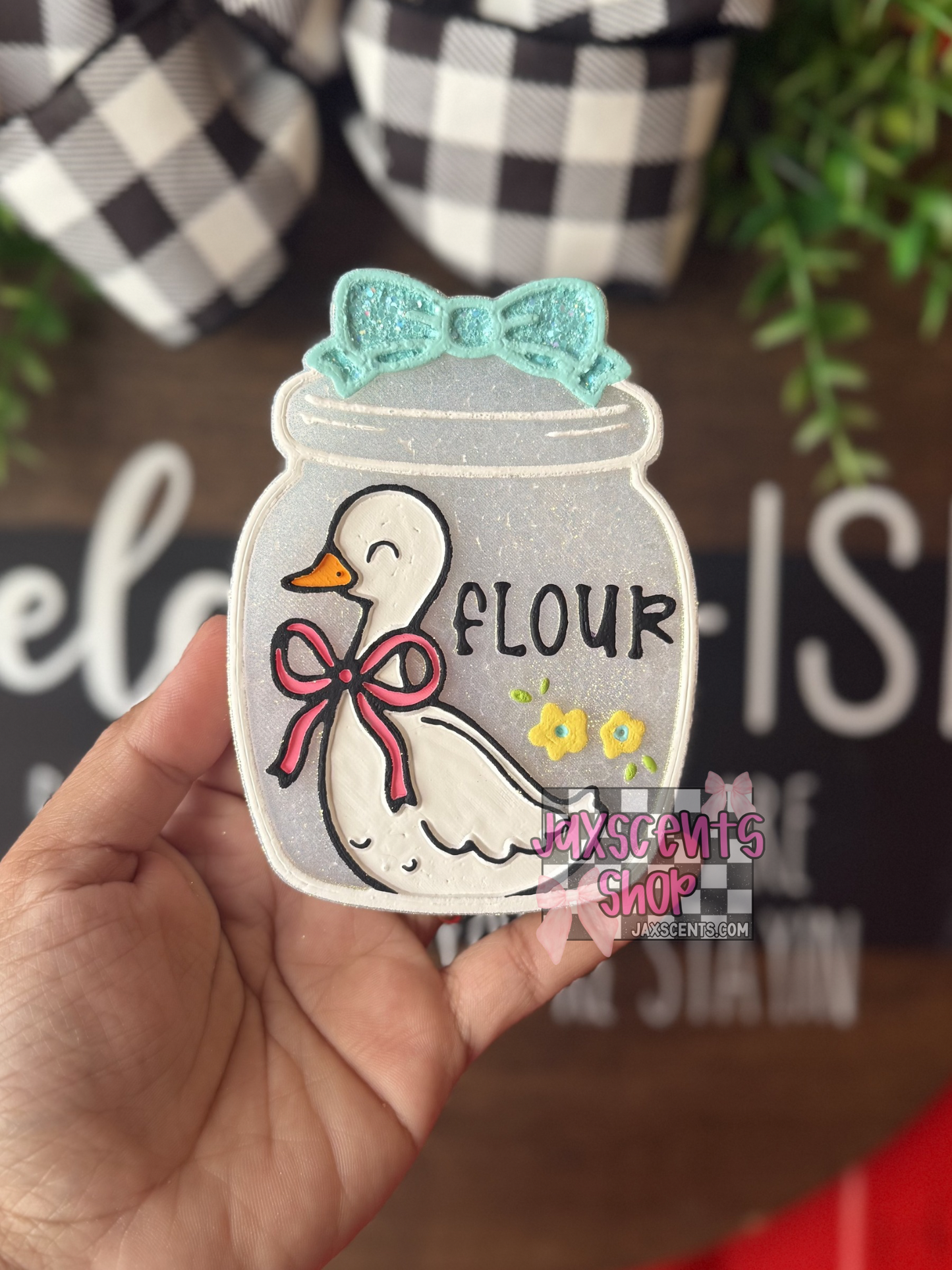 Flour Goose Canister with Bow Car Freshie