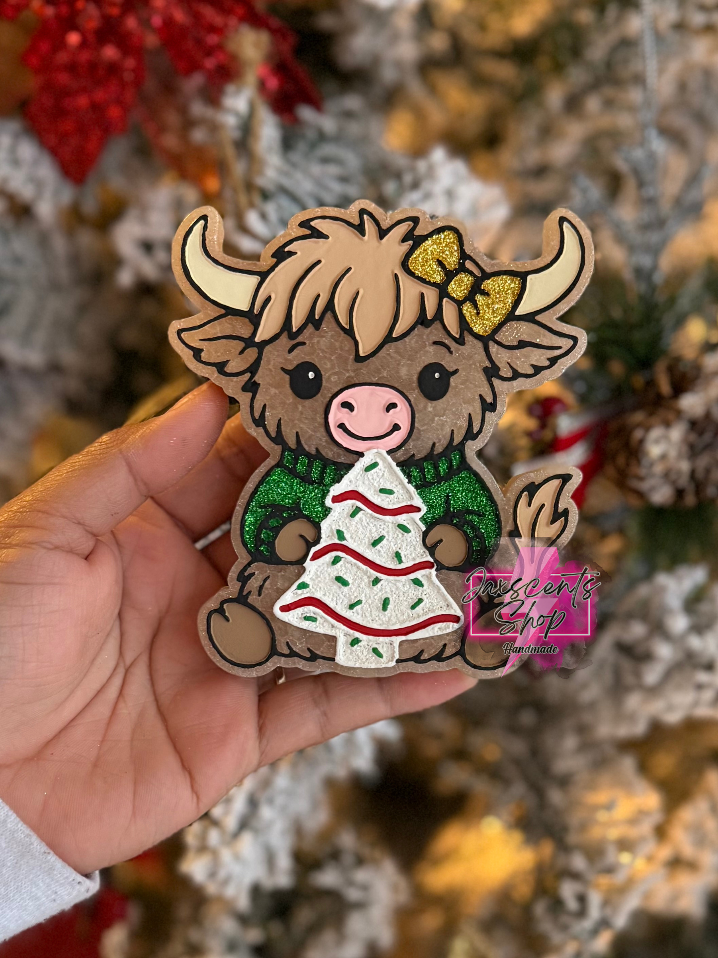 Cute Highland Cow With Snack Cake