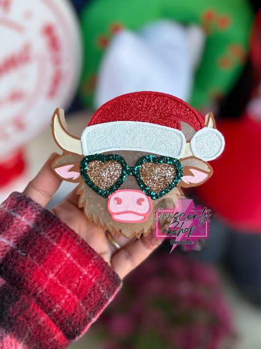 Christmas Cow With Santa Hat
