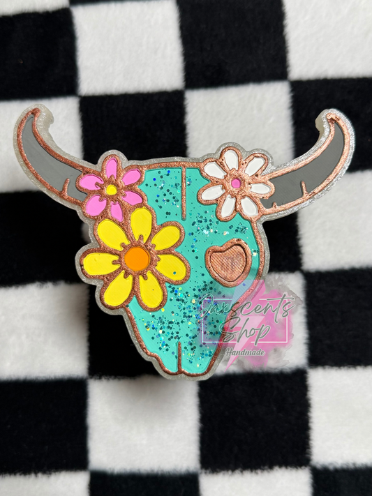 Groovy Floral Bull Skull