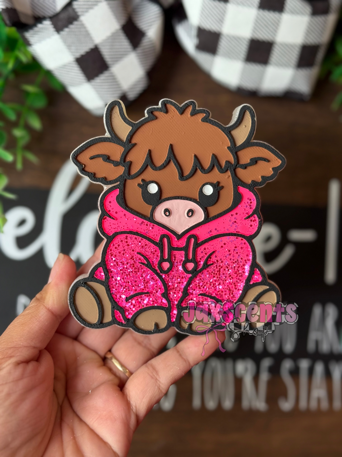Highland Cow In Hoodie Car Freshie
