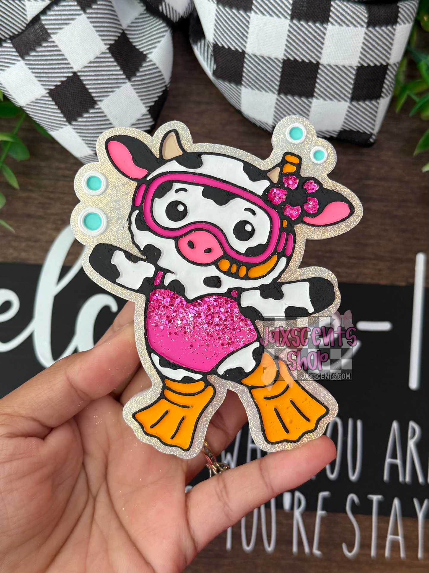 Snorkeling Cow Car Freshie
