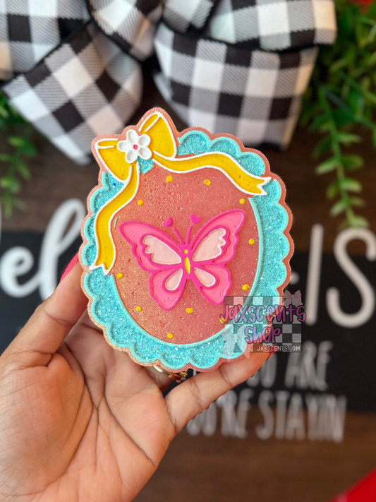Butterfly Frame and Bow Car Freshie